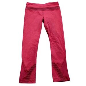 Lululemon Run Inspire Crop II Leggings SIZE 4 Raspberry Pink Mesh Pockets Barbie